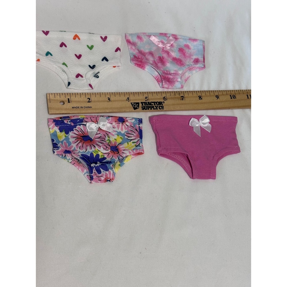 18 Inch Doll Underwear Panties 4 Piece Lot Hearts Floral Pink Multicolor